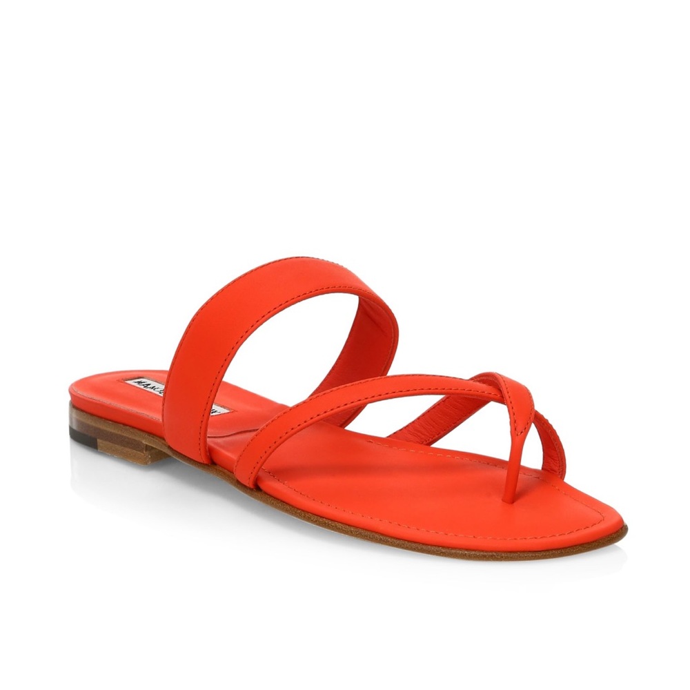 Manolo Blahnik Susa Leather Thong Sandals 11 Size